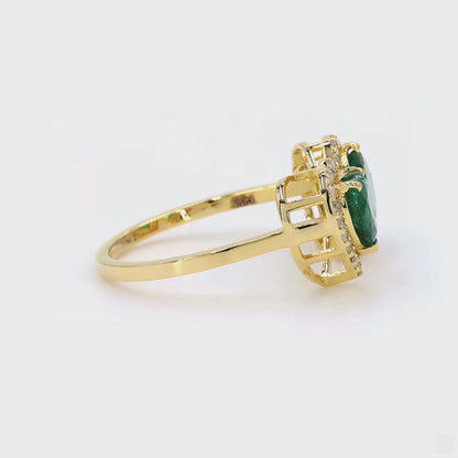 Heart Natural Emerald Diamond Open Band Ring