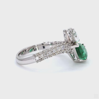 Emerald Natural Diamond Bypass Ring