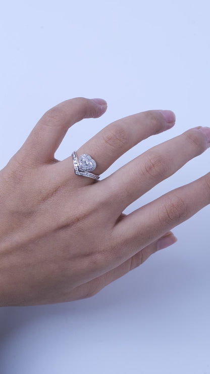 Heart Diamond Halo Ring