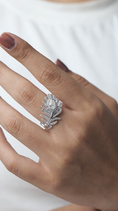Peacock Feather Diamond Ring