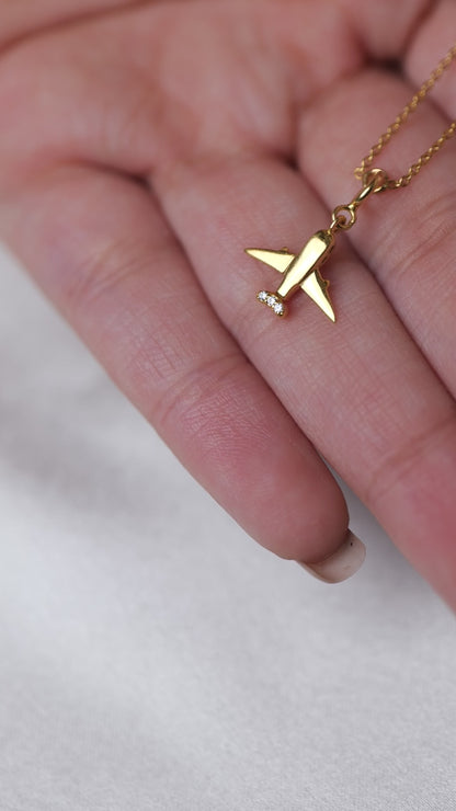 Diamond Airplane Charm Pendant