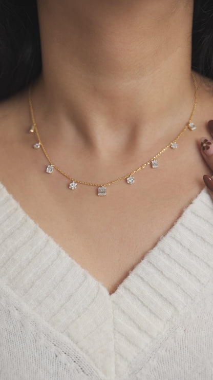 Diamond Station Charm Necklace