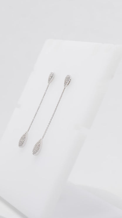 Teardrop Chain Natural Diamond Drop Earrings