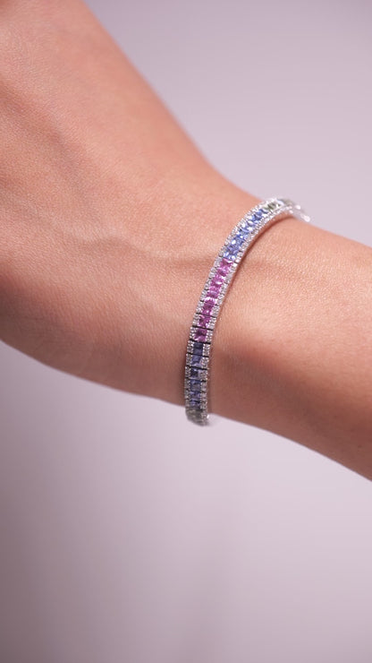 Rainbow Natural Diamond Tennis Bracelet