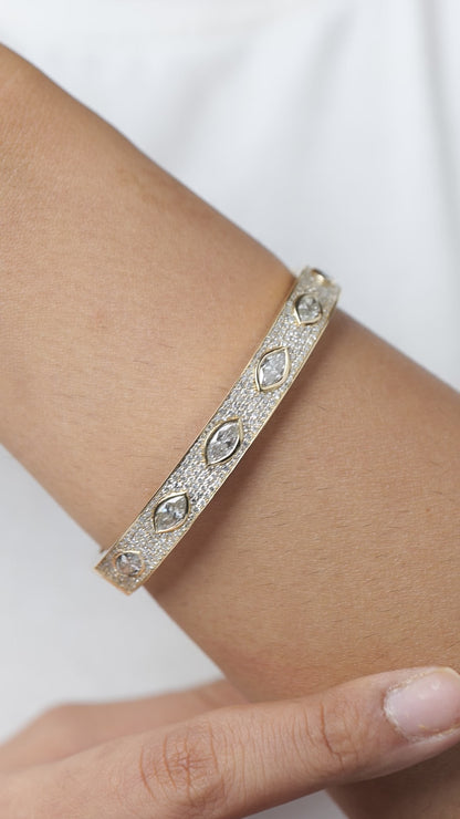 Marquise Natural Diamond Bangle Bracelet