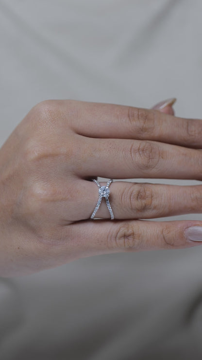 Crossover Solitaire Diamond Ring