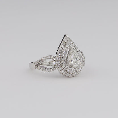 Pear Shape Halo Diamond Ring