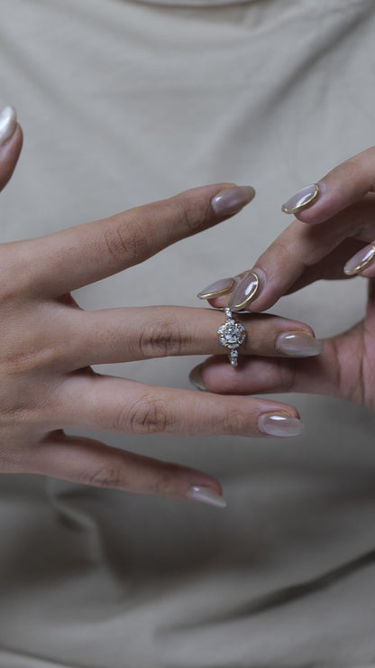 Sunburst Halo Diamond Ring