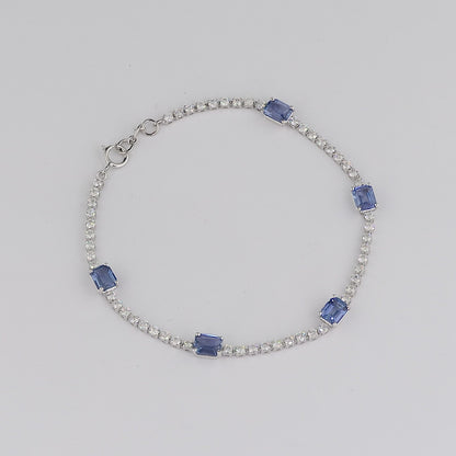 Emerald Cut Sapphire Natural Diamond Bracelet