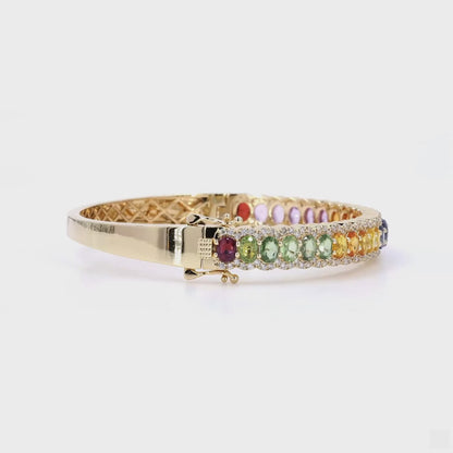 Rainbow Sapphire Diamond Bangle