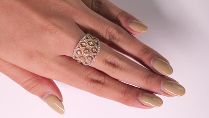 Lattice Diamond Band Ring