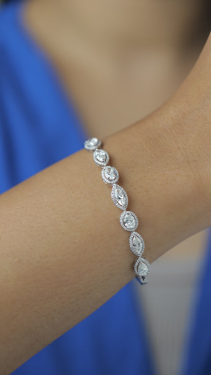 Solitaire Tennis Natural Diamond Cuff Bracelet