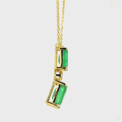 Emerald Drop Diamond Pendant Necklace