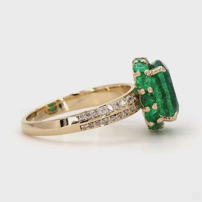 Emerald Cushion Cut Ring
