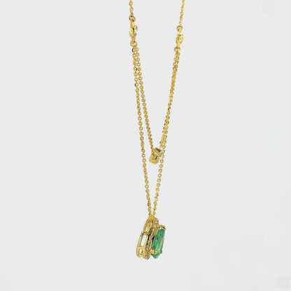 Natural Emerald Layered Diamond Stacking Necklace
