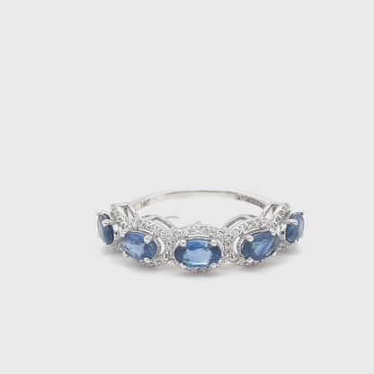Blue Sapphire Diamond Eternity Band Ring