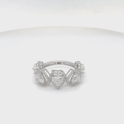 Heart Diamond Halo Eternity Band Ring