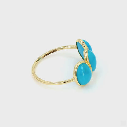 Three Stone Natural Turquoise Ring