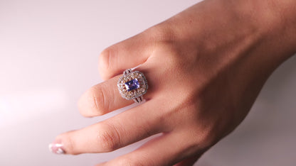 Emerald Cut Natural Tanzanite Diamond Ring