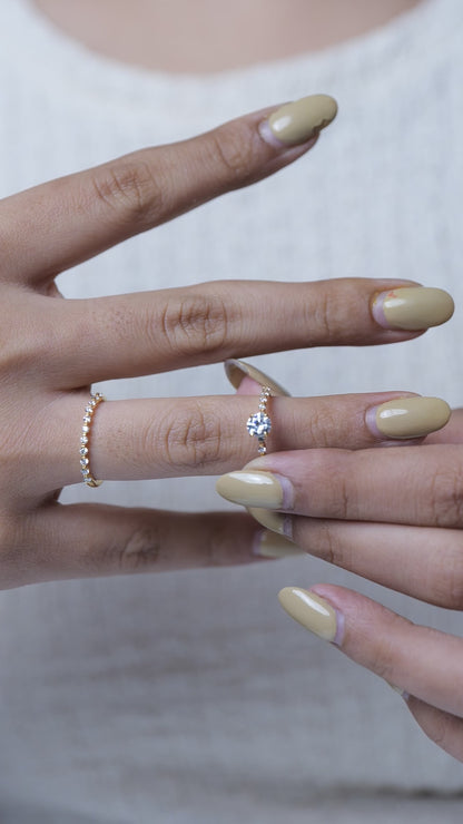 Natural Solitaire Ring With Supporting Band