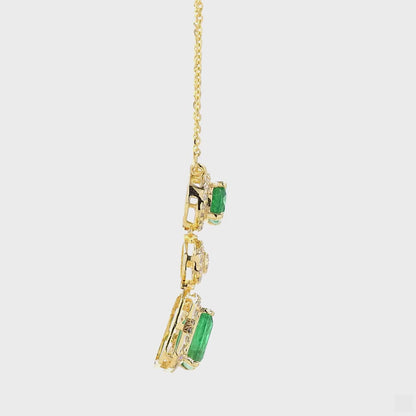 Emerald Drop Diamond Pendant Necklace