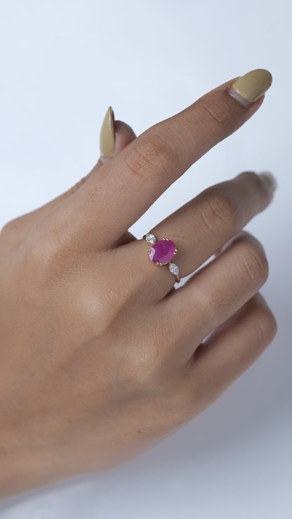 Oval Pink Ruby Ring