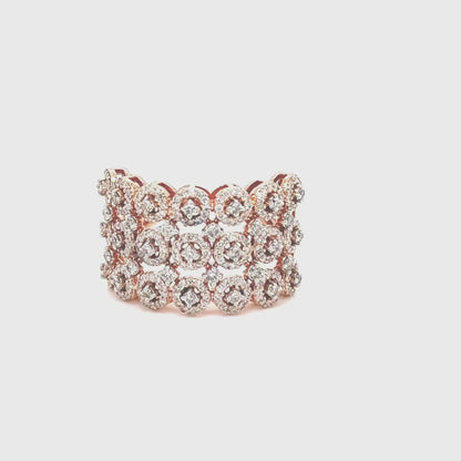 Three Row Wide Diamond Band Ring