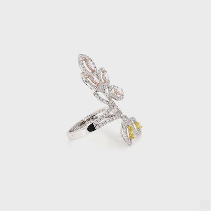 Floral Colored Diamond Ring