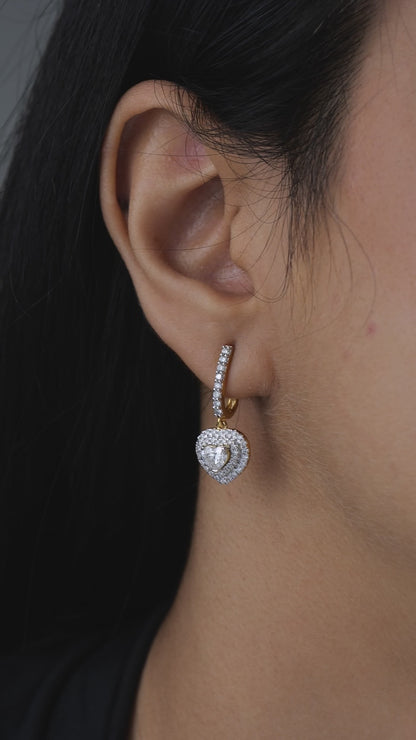 Heart Diamond Drop Earrings