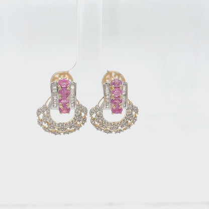Pink Sapphire Diamond Studs Earrings