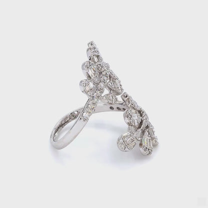 Leaf Cluster Baguette Natural Diamond Ring