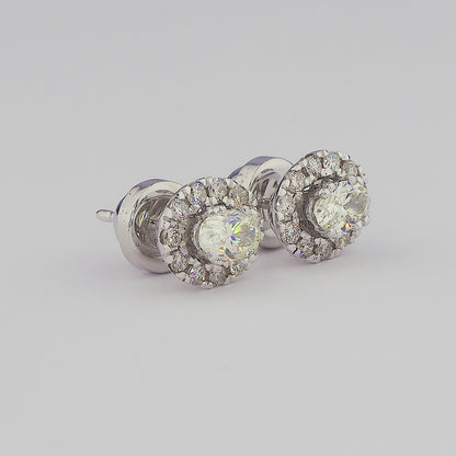 Oval Diamond Halo Stud Earrings
