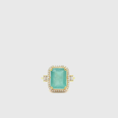 Emerald Cut Halo Diamond Ring