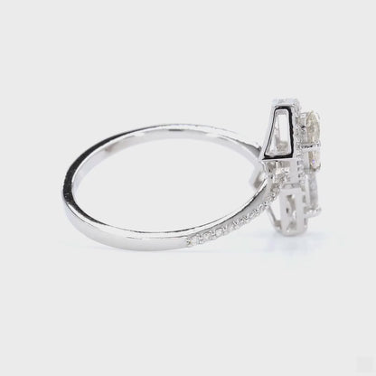 Double Pear Natural Diamond Bypass Ring