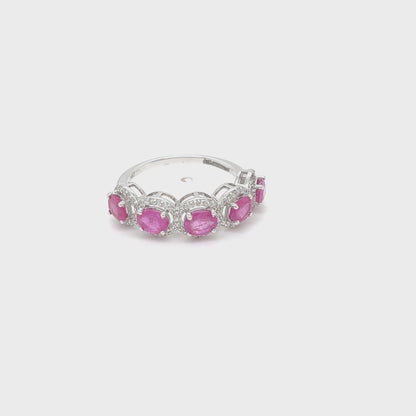 Oval Ruby Diamond Eternity Band Ring