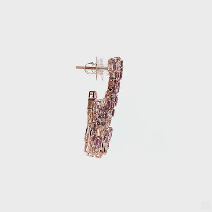 Pink Spinel Diamond Drop Earrings