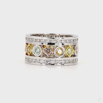 Multi Color Diamond Band Ring