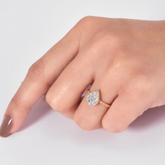 Pear Diamond Cluster Ring