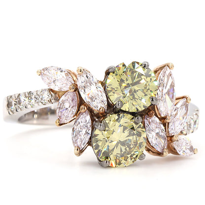 Fancy Yellow Diamond Cluster Ring