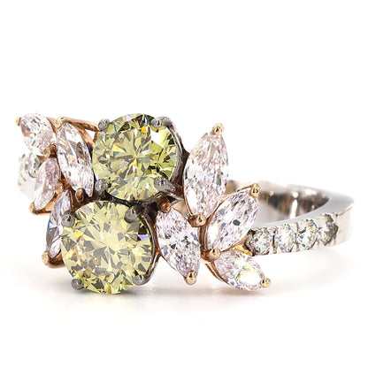 Fancy Yellow Diamond Cluster Ring