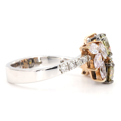 Fancy Yellow Diamond Cluster Ring