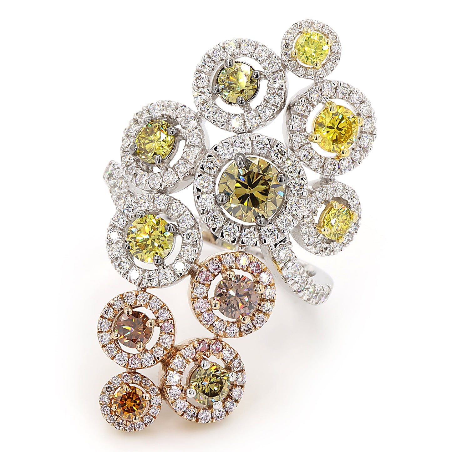 Natural Yellow Brown Diamond Floral Ring