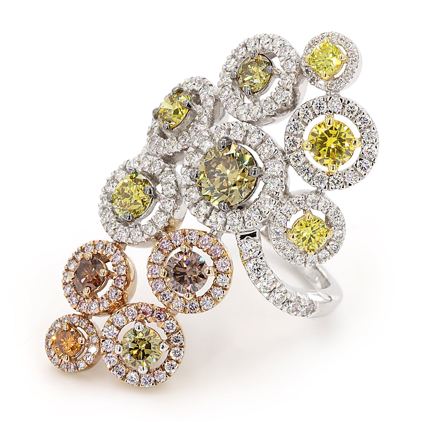 Natural Yellow Brown Diamond Floral Ring