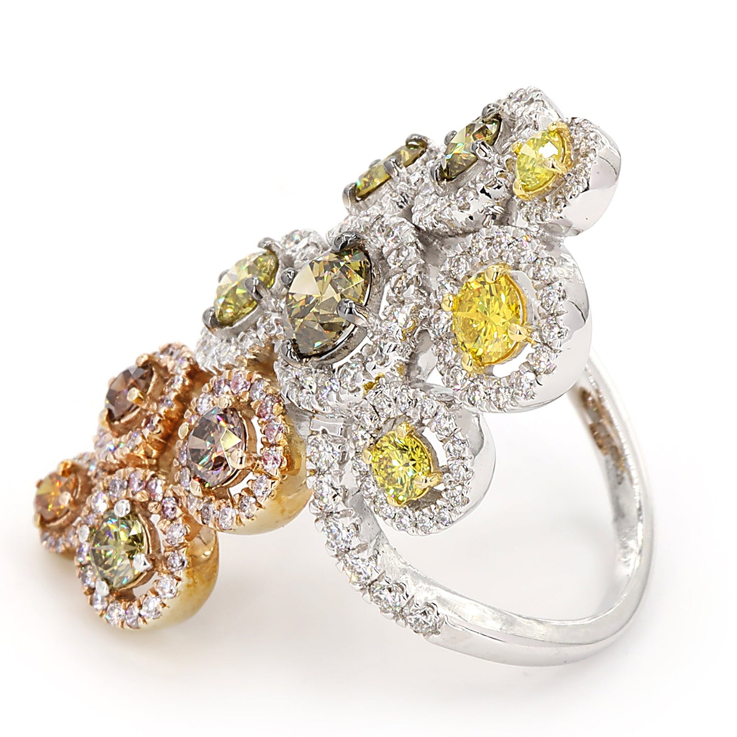 Natural Yellow Brown Diamond Floral Ring