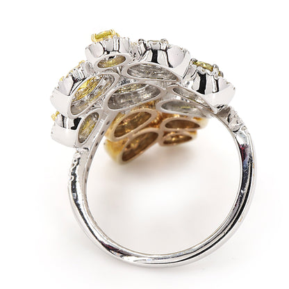 Natural Yellow Brown Diamond Floral Ring