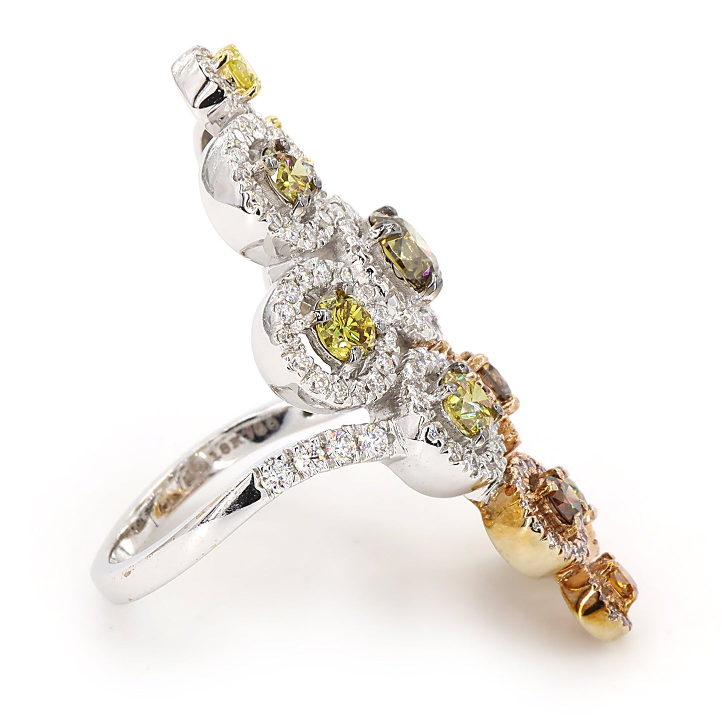Natural Yellow Brown Diamond Floral Ring