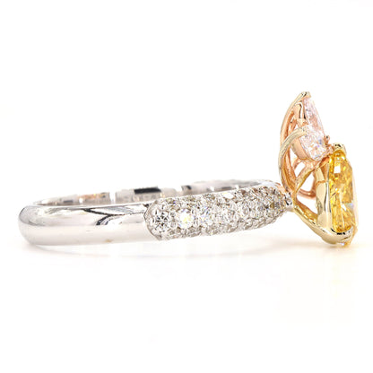 Yellow Pear Pink Marquise Natural Diamond Floral Cluster