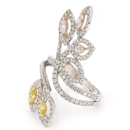Floral Colored Diamond Ring