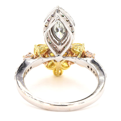 Yellow Pink Diamond Flower Ring