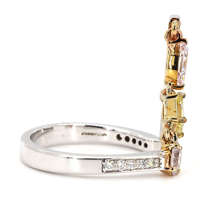 Geometric Pink Yellow Diamond Ring